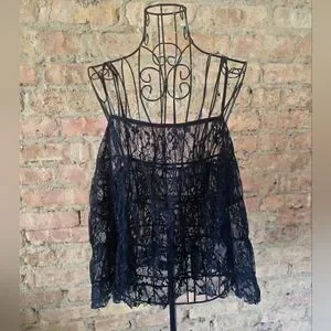 🌃 Anthropologie Porridge Elena Black Lace Smocked Tank Top